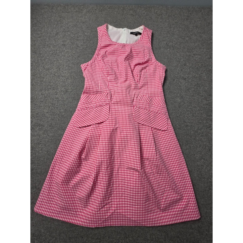 Nanette Lepore Gingham‎ Fit & Flare Dress Women 2 Pink White Pockets Sleeveless
